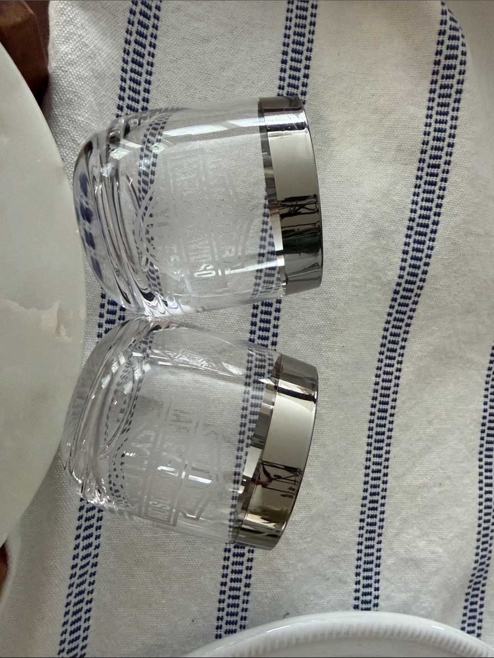 Harley-Davidson Clear Glass Tumblers with Silver Rim - Set of 2